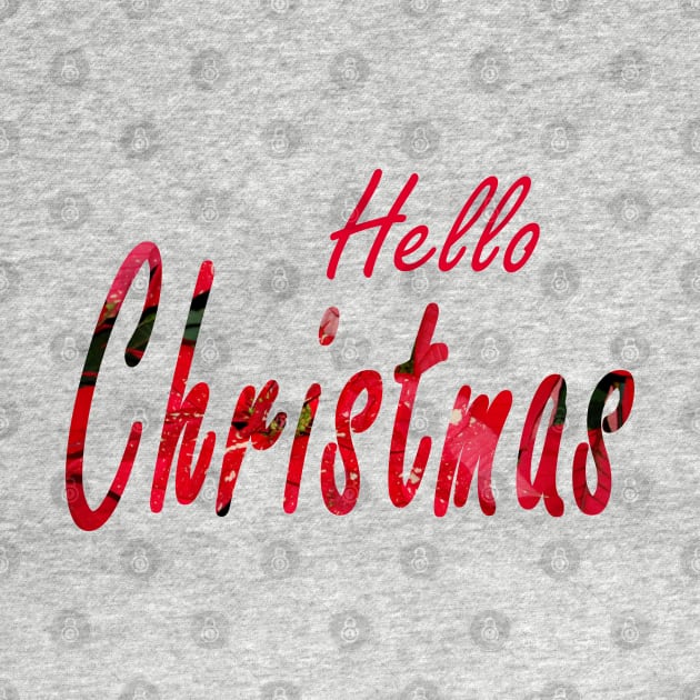 Hello Christmas Word Art -  Festive Holiday Script Typography in Red by Star58